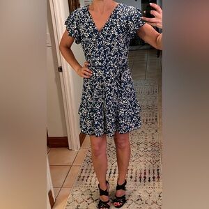 Super cute summery wrap dress. Light blue with ruffles. Cupshe size M